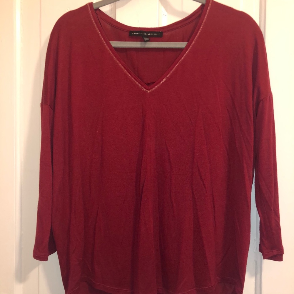 White House Black Market V-Neck Long Sleeve